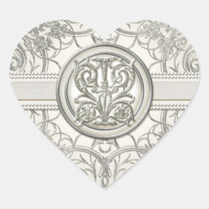 Zilveren look wervelen hart elegante bruiloft zege sticker