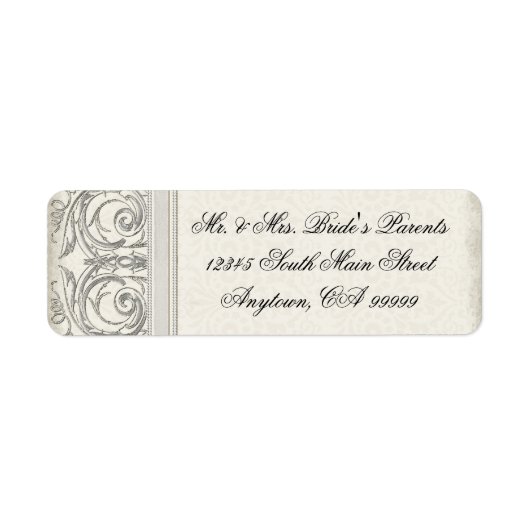 Zilveren look werveling hart elegant bruiloft adre etiket (Voorkant)