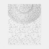 Zilveren Lotus Mandala met Zilveren Sterren op Wit Fleece Deken (Voorkant)