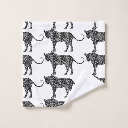 Zilveren luipaard op White Classic Bad Handdoek (Wasdoekje)