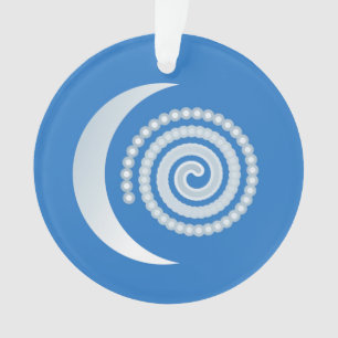 Zilveren Maan Spiraal op diepblauw Ornament