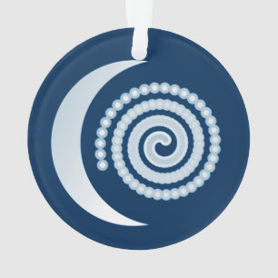 Zilveren Maan Spiraal op donkerblauw Ornament