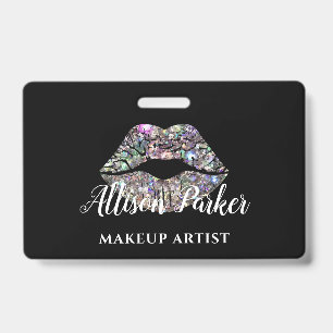 Zilveren MAKE-UP ARTIEST Logo Kiss Naam Badge
