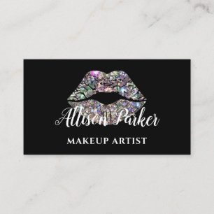 Zilveren MAKE-UP ARTIEST Logo Kiss Naam Visitekaartje