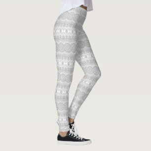 Zilveren Mandala Kaleidoscoop Medaillon Gestreept Leggings