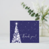 Zilveren Marine Blauwe Kerst Huwelijk Bedankt Opme Briefkaart (Staand voorkant)