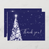 Zilveren Marine Blauwe Kerst Huwelijk Bedankt Opme Briefkaart (Voorkant / Achterkant)