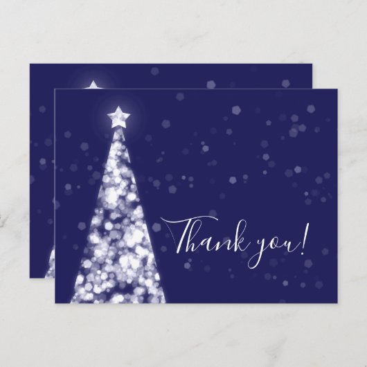 Zilveren Marine Blauwe Kerst Huwelijk Bedankt Opme Briefkaart (Voorkant / Achterkant)