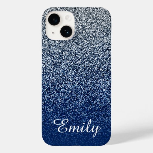 Zilveren Marine Glitter Ombre Persoonlijk Case-Mate iPhone Case (Achterkant)
