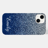 Zilveren Marine Glitter Ombre Persoonlijk Case-Mate iPhone Case (Achterkant (horizontaal))