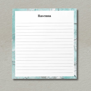 Zilveren Marmeren Rand Aangepaste Naam Gelijnd Zee Notitieblok
