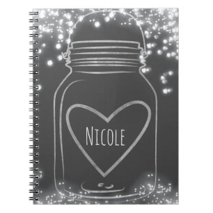 Zilveren Mason Jar & Lichtjes Rustieke Glam Alle K Notitieboek