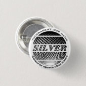 Zilveren medaille, 2e plaats winnaar ronde button 3,2 cm (Voorkant /achterkant)