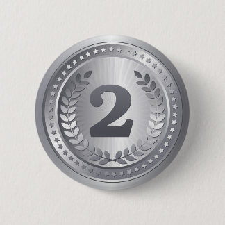Zilveren medaille 2e plaats winnaar ronde button 5,7 cm