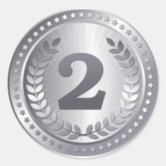 Zilveren medaille 2e plaats winnaar ronde sticker