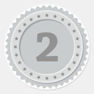 Zilveren medaille voor de 2e plaats ronde sticker