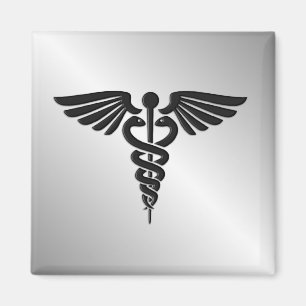 Zilveren Medische Caduceus Magneet