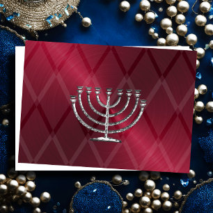 Zilveren Menora Hanukkah Kaart
