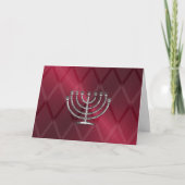 Zilveren Menora Hanukkah Kaart (Voorkant)
