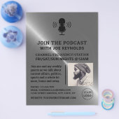Zilveren Metaal Effect, Podcaster, Podcast Flyer (Enkel)