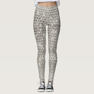 Zilveren Metaal Unieke Glitter Schittering Metalli Leggings