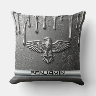Zilveren Metalen Adelaar Embleem Met Druipende Ver Kussen