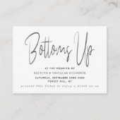 Zilveren metalen effect script stijl gratis drankj informatiekaartje (Voorkant)