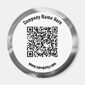 Zilveren Metallic Aangepaste QR-code & Website Pro Magneet (Voorkant)