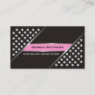 Zilveren metallic noppen zwart roze visitekaartjes