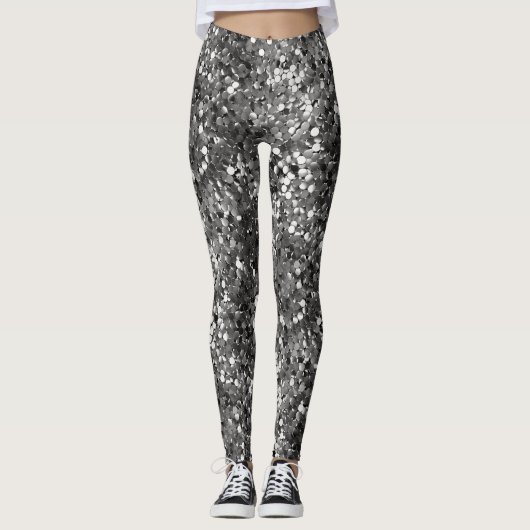 Zilveren Metallic Sequin Leggings (Voorkant)