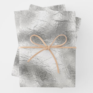 Zilveren metallic textuur rustieke shimmer stijlvo inpakpapier vel