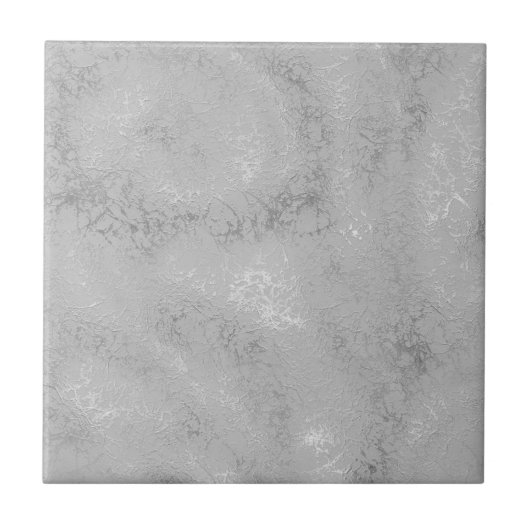 Zilveren metallic textuur rustieke shimmer stijlvo tegeltje (Voorkant)