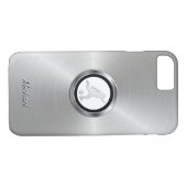 Zilveren Metallic Voetbalspeler met je Monogram Case-Mate iPhone Case (Achterkant (Horizontaal))