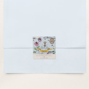 Zilveren Mist & Zwarte Koningin Bee en Kroon Dank Vierkante Sticker