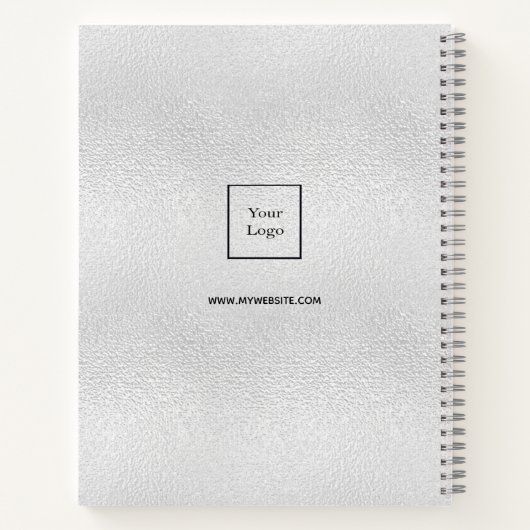 Zilveren modern bedrijfslogo met monogram notitieboek (Achterkant)