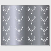 Zilveren modern grappig abstract Kerstmis rendiere Cadeaupapier (Vlak)