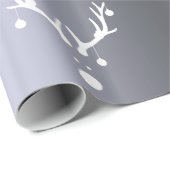 Zilveren modern grappig abstract Kerstmis rendiere Cadeaupapier (Rol Hoek)