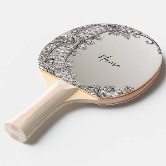 Zilveren  moderne Ping Pong Paddle Tafeltennisbatje (Voorkant Gekanteld)
