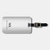 Zilveren monogram initialen elegant bagagelabel (Voorkant horizontaal)