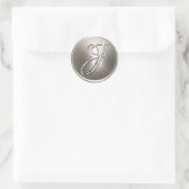 Zilveren Monogram J Enveloppe-Zegel Ronde Sticker (Tas)