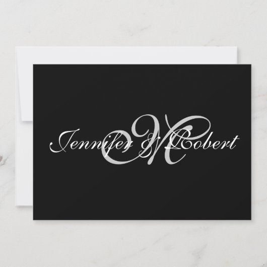 Zilveren Monogram op zwart met Polka Dots Kaart (Voorkant)