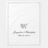 Zilveren Monogram Rand Zwarte Script Witte Pasgetr Fleece Deken (Voorkant)