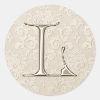 Zilveren Monogram Trouwstickers - letter L Ronde Sticker
