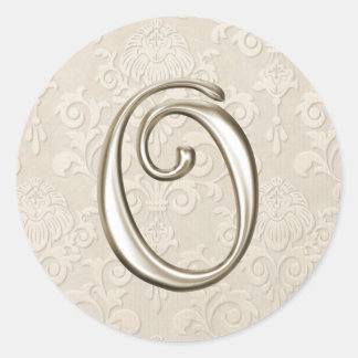 Zilveren Monogram Trouwstickers - letter O Ronde Sticker