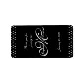 Zilveren Monogram Zwart W Polka Dot Bruiloft LipBa Etiket (Voorkant)
