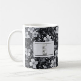 Zilveren monogramletter bloemenaquarel koffiemok