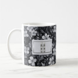 Zilveren monogramletter bloemenaquarel koffiemok