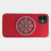 Zilveren Motief Cirkel op Rood Case-Mate iPhone Case (Achterkant (horizontaal))