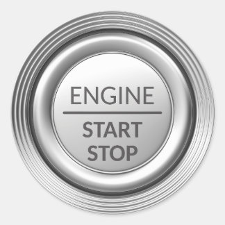 Zilveren motor start-stop knop ronde sticker