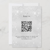 Zilveren mousserende QR-code RSVP bruiloft Kaart (Achterkant)